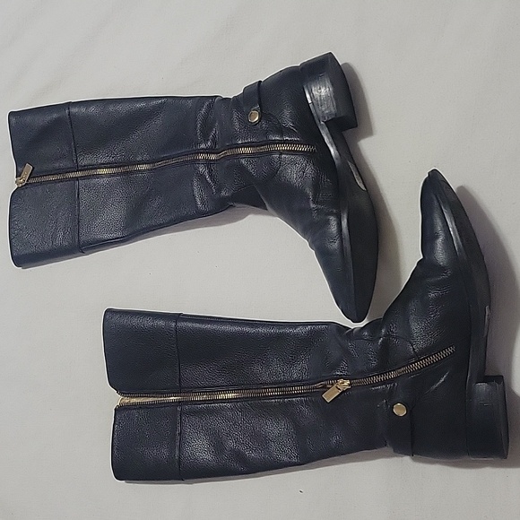 Michael Kors Studded Black Leather Tall Equestrian Boots - Size 8.5 - Picture 4 of 9